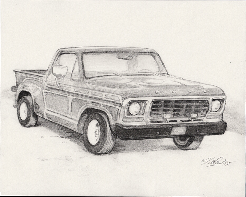 Pickup Truck pencil drawing by artist Matt Philleo