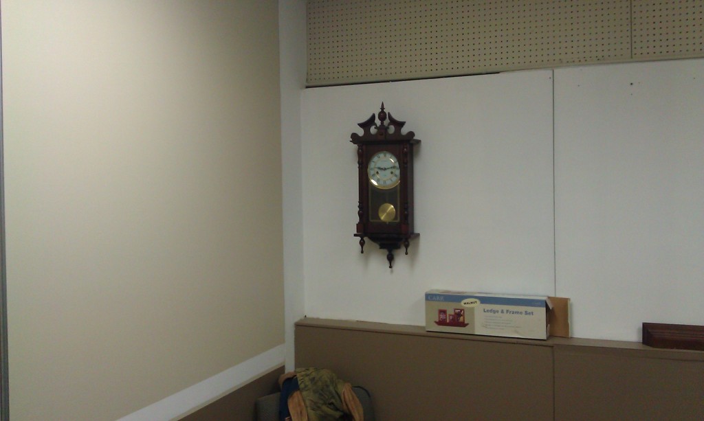 Display wall and clock reminding me to get some work done!