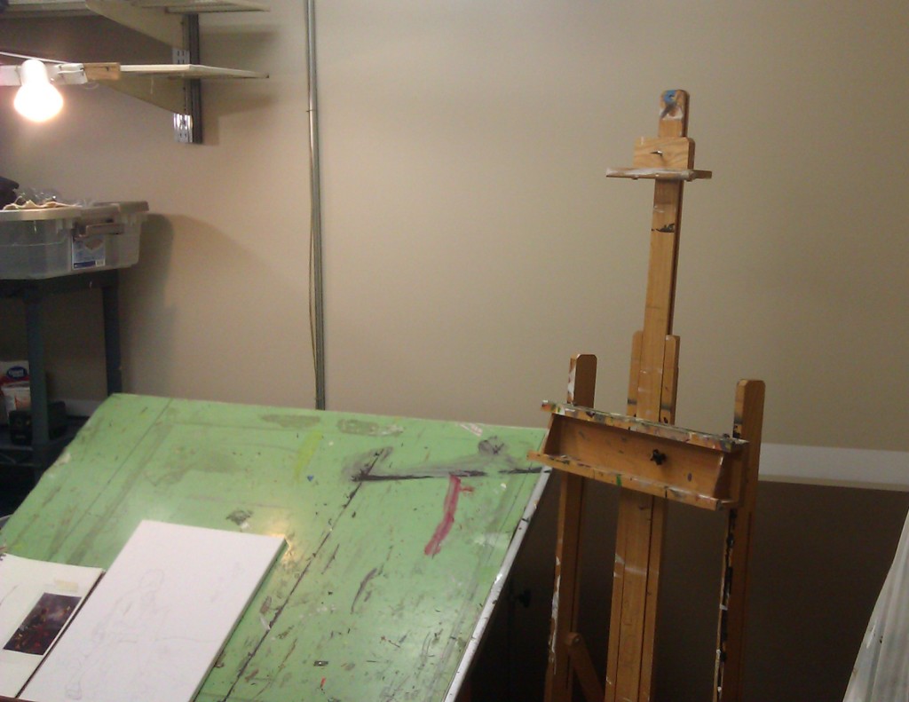 My drafting table and easel.
