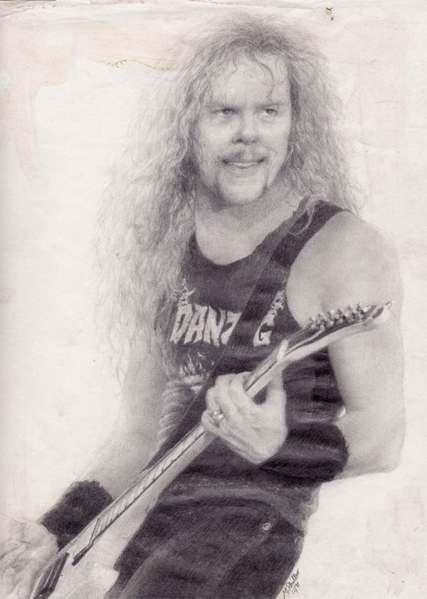 J_Hetfield, Pencil on Paper, by Matt Philleo, 1993