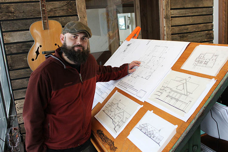 Architect Chad White of The Eau Claire Design Company in his office at Artisan Forge Studios, Eau Claire, WI