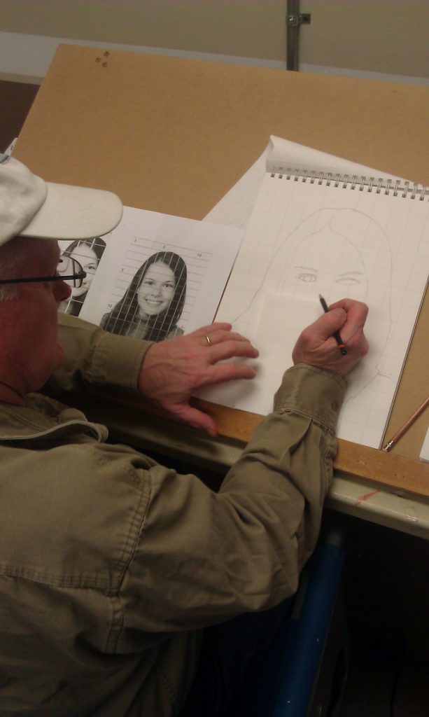 My student, Tim P., working on a pencil portrait