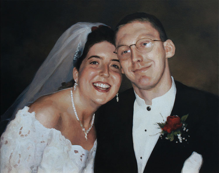 "Jaeger Wedding Portrait," by portrait artist Matt Philleo, 16 x 20, acrylic on canvas