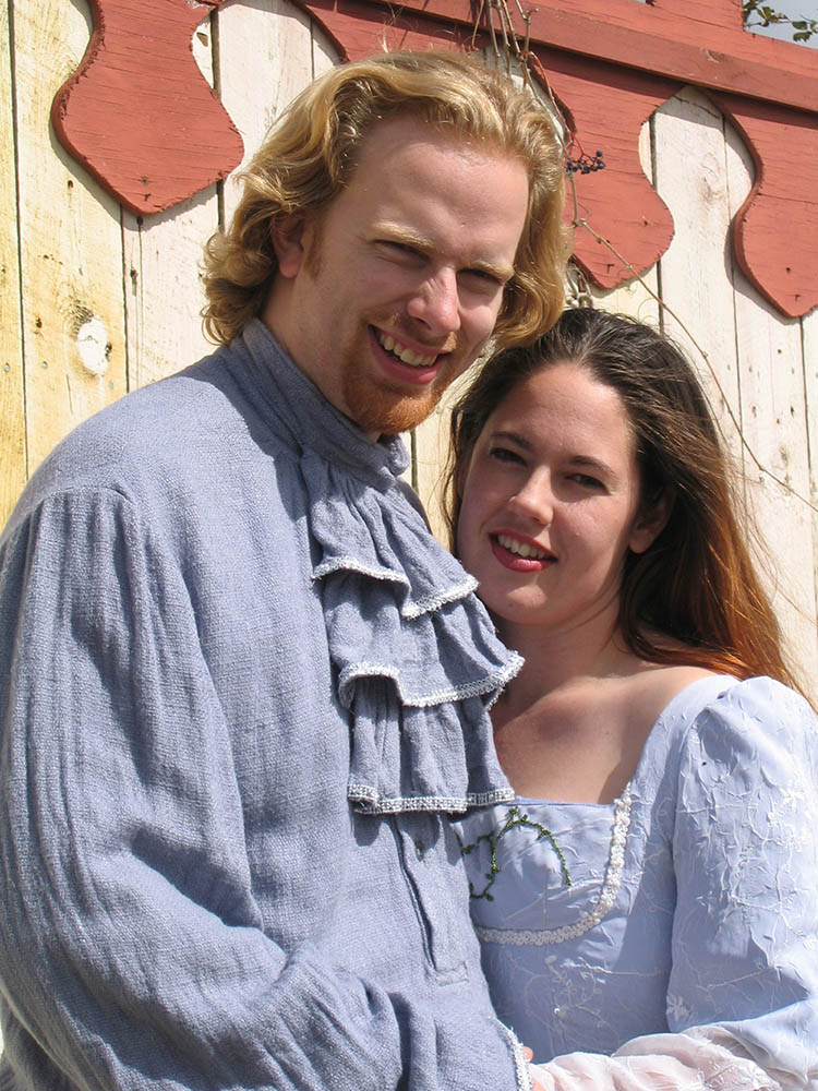 My wife and I in our renaissance-themed wedding attire.