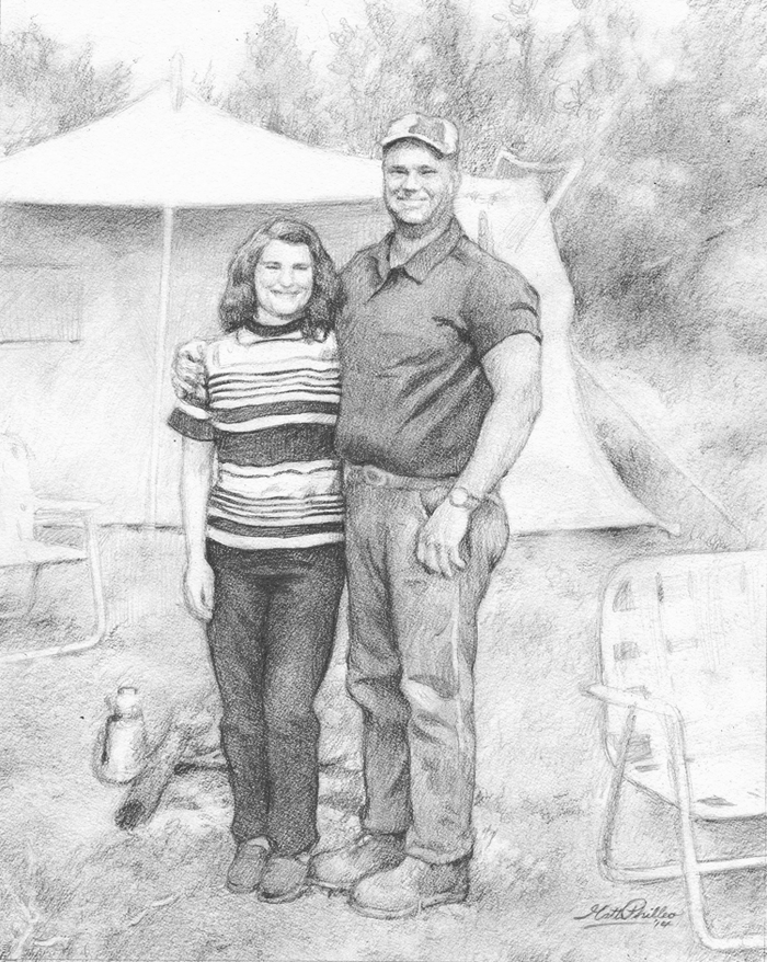 "Good Old Fashioned Camping," 11 x 14 pencil on paper, by Matt Philleo