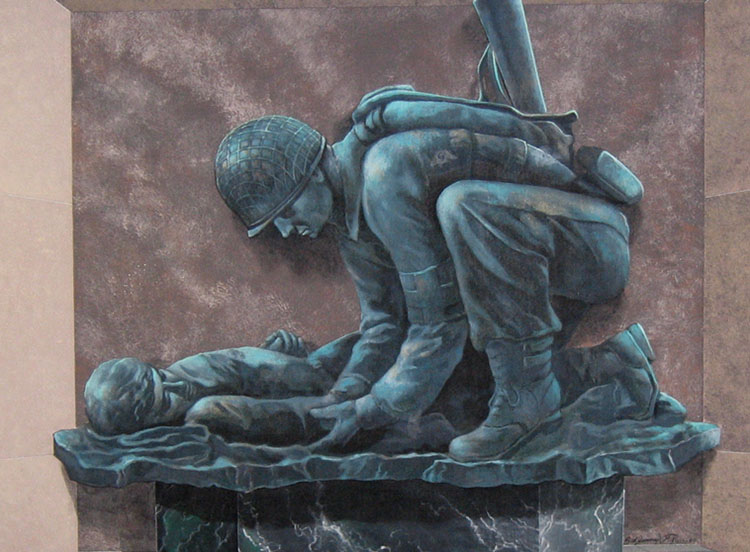 "Army Medic Sculpture Mural," by artists Matt Philleo and Bob Jenny, 2004, Kenner Clinic, Ft. Lee, VA, detail