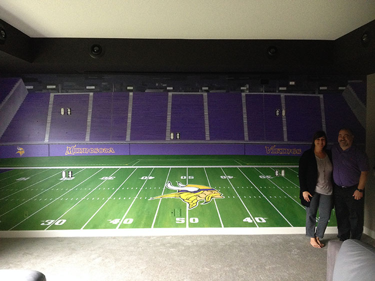 The completed US Bank Stadium Mural, 8' x 18', at Jim C's residence, Lakeville, MN