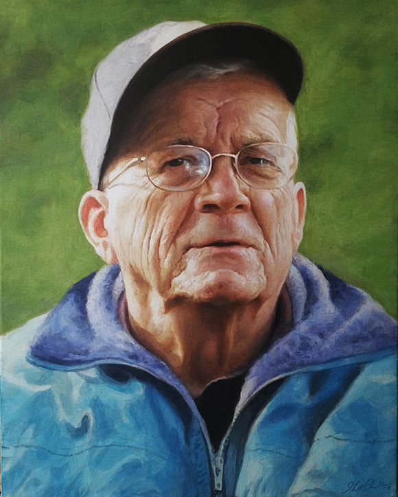 realistic acrylic portrait painting wrinkled man