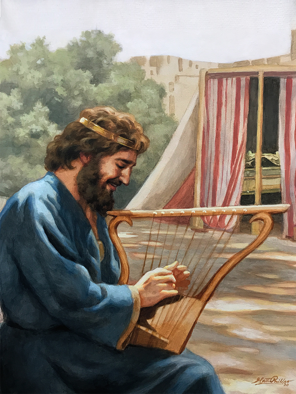 King David playing harp lyre
